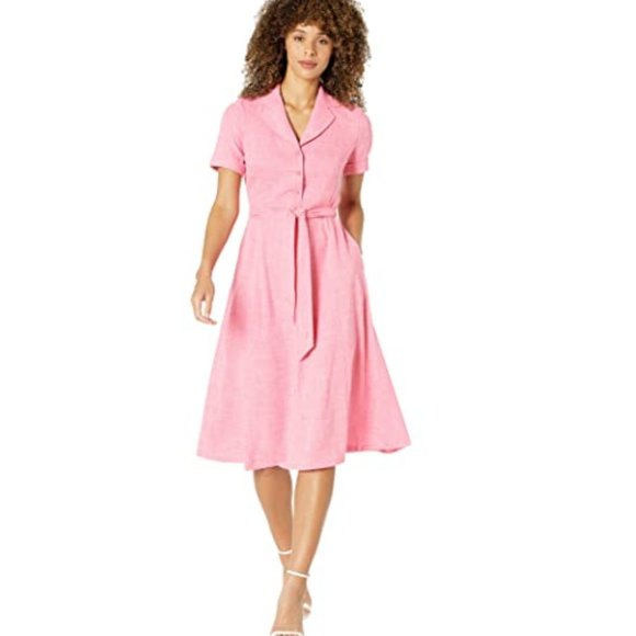 Anne Klein - Coral Front Button Down Midi Dress (Excellent Used Condition) - Picture 1 of 15